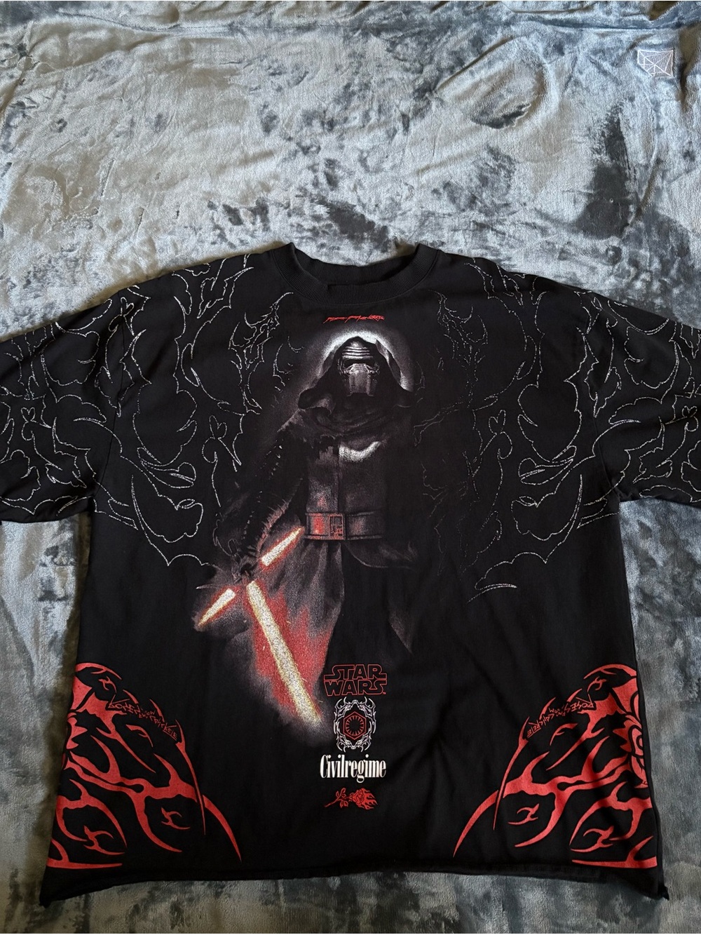 Star Wars Kylo Ren Black Graphic Tee by Civil Regime - XL Oversized. Raw hem